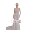 2020 new light champagne wedding dress waist Mermaid lace embroidery